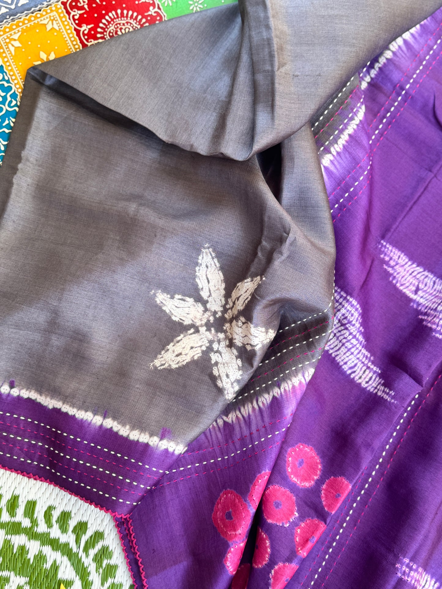 Nui Shibori x Kantha on Tussar