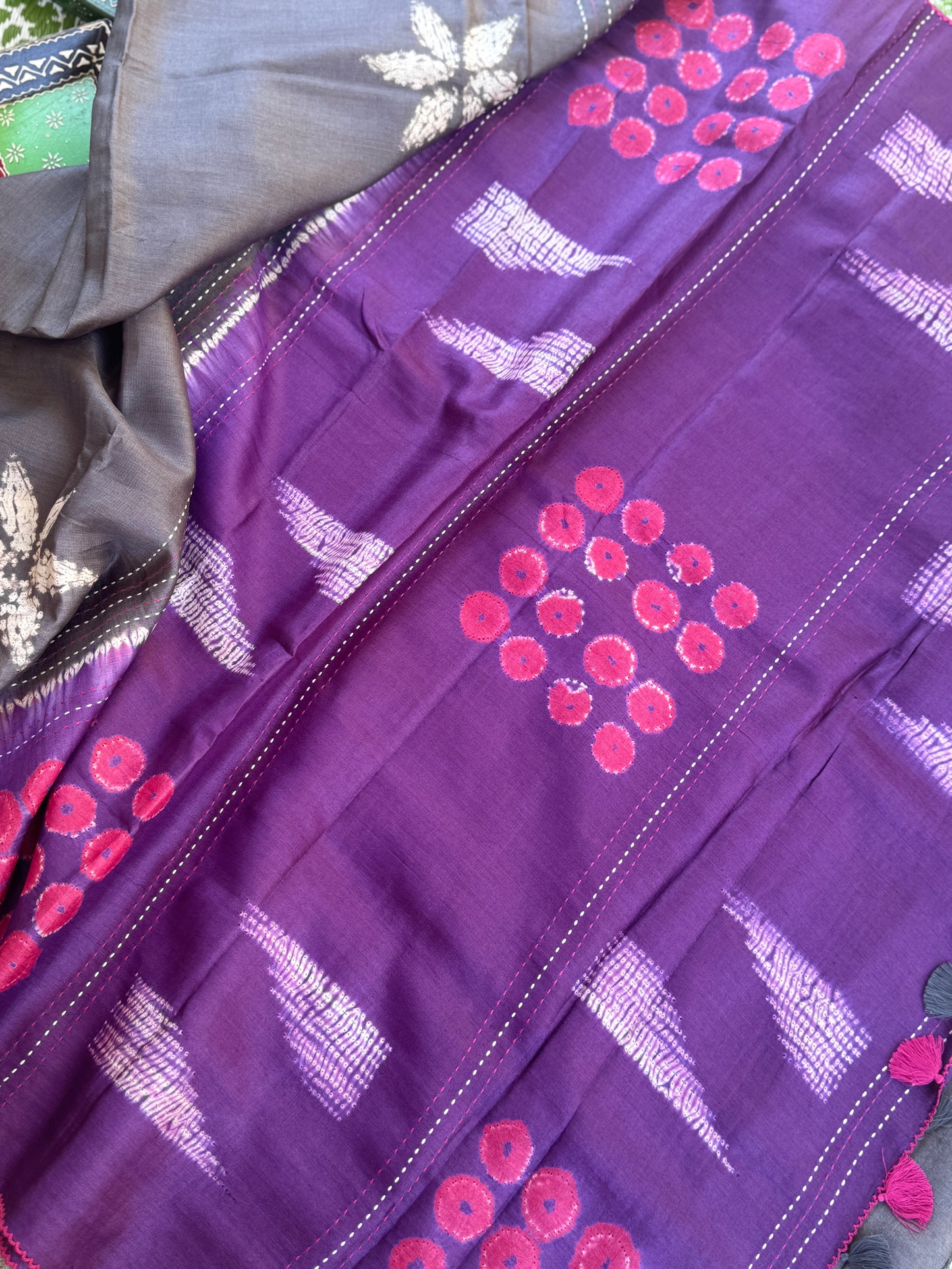 Nui Shibori x Kantha on Tussar