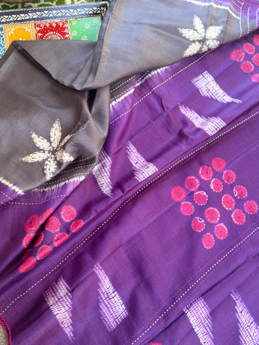 Nui Shibori x Kantha on Tussar