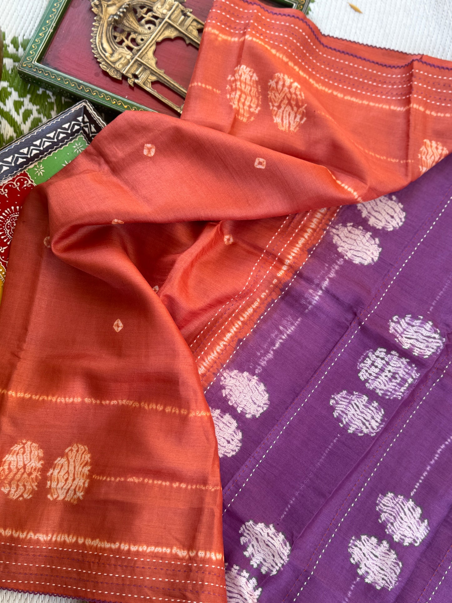 Nui Shibori x Kantha on Tussar