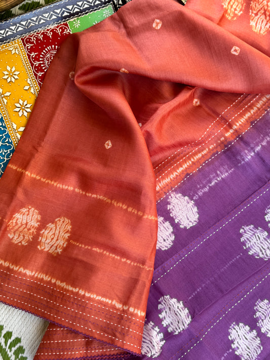 Nui Shibori x Kantha on Tussar