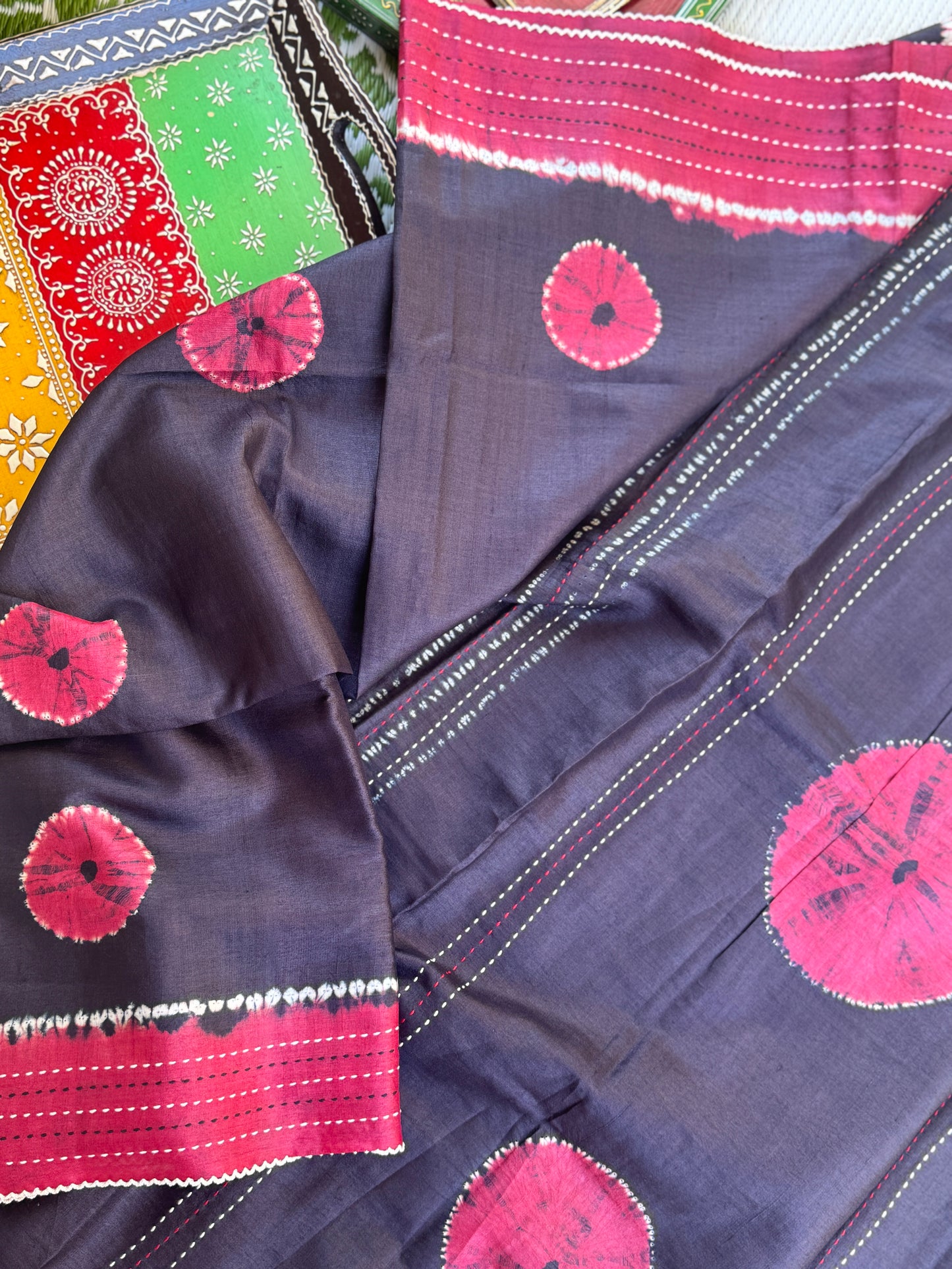 Nui Shibori x Kantha on Tussar