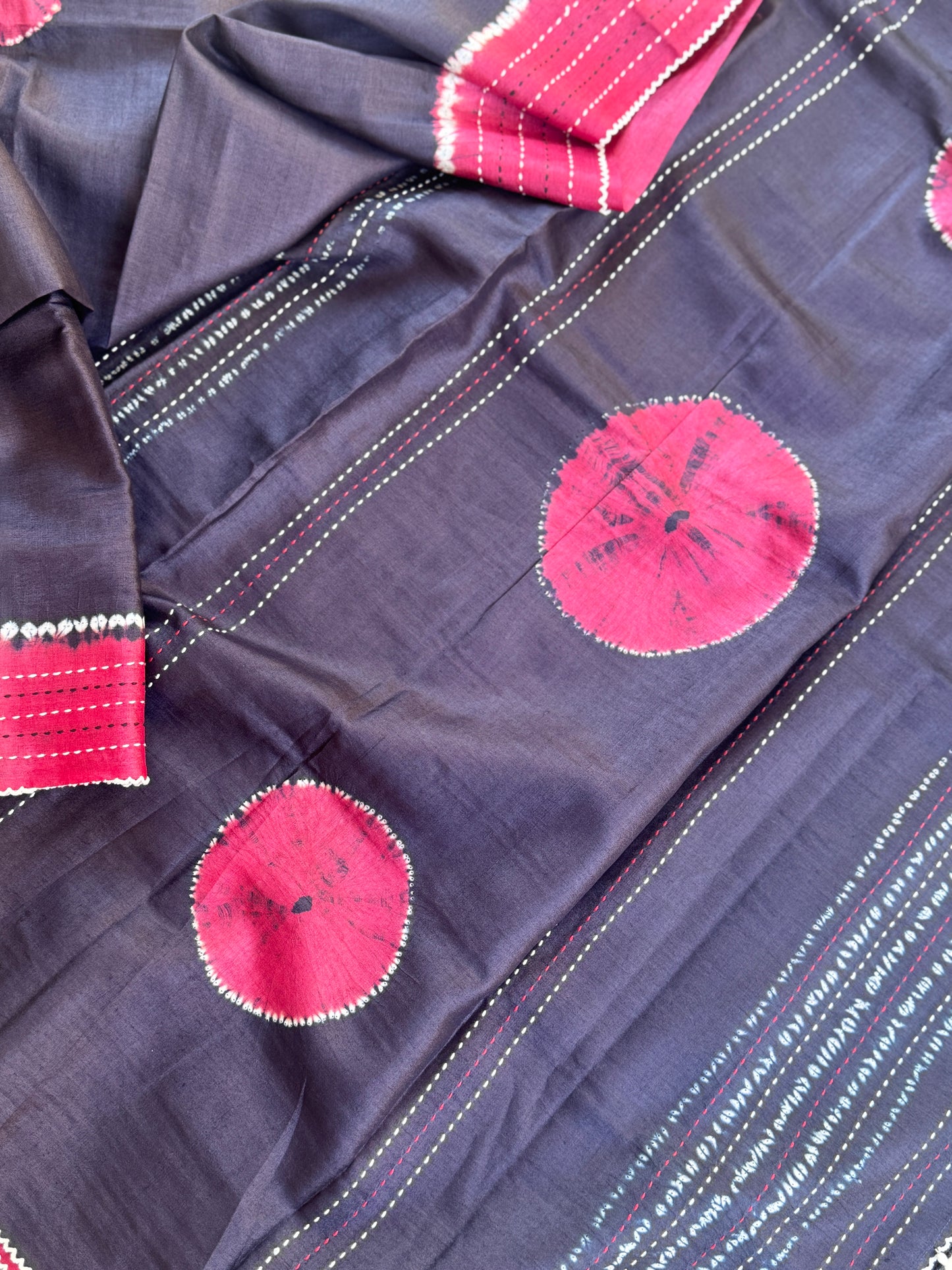 Nui Shibori x Kantha on Tussar
