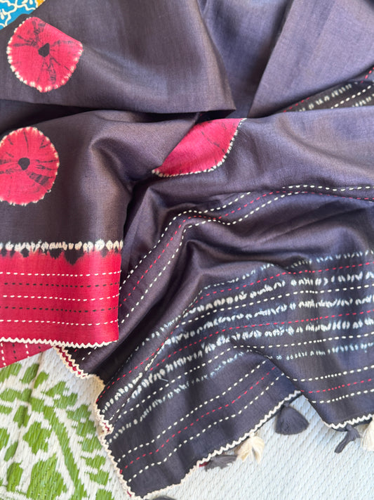 Nui Shibori x Kantha on Tussar