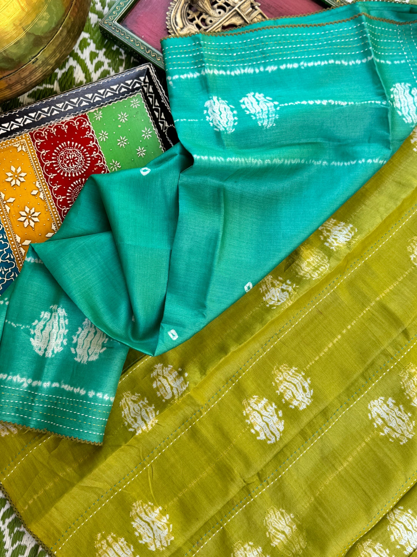 Nui Shibori x Kantha on Tussar