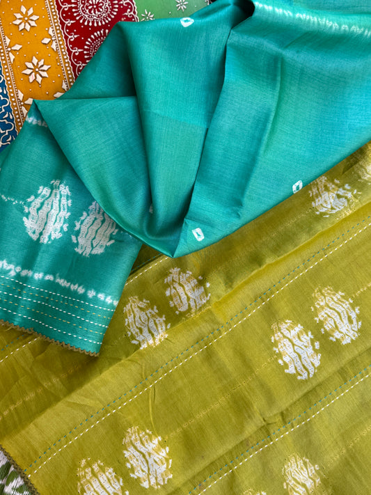 Nui Shibori x Kantha on Tussar