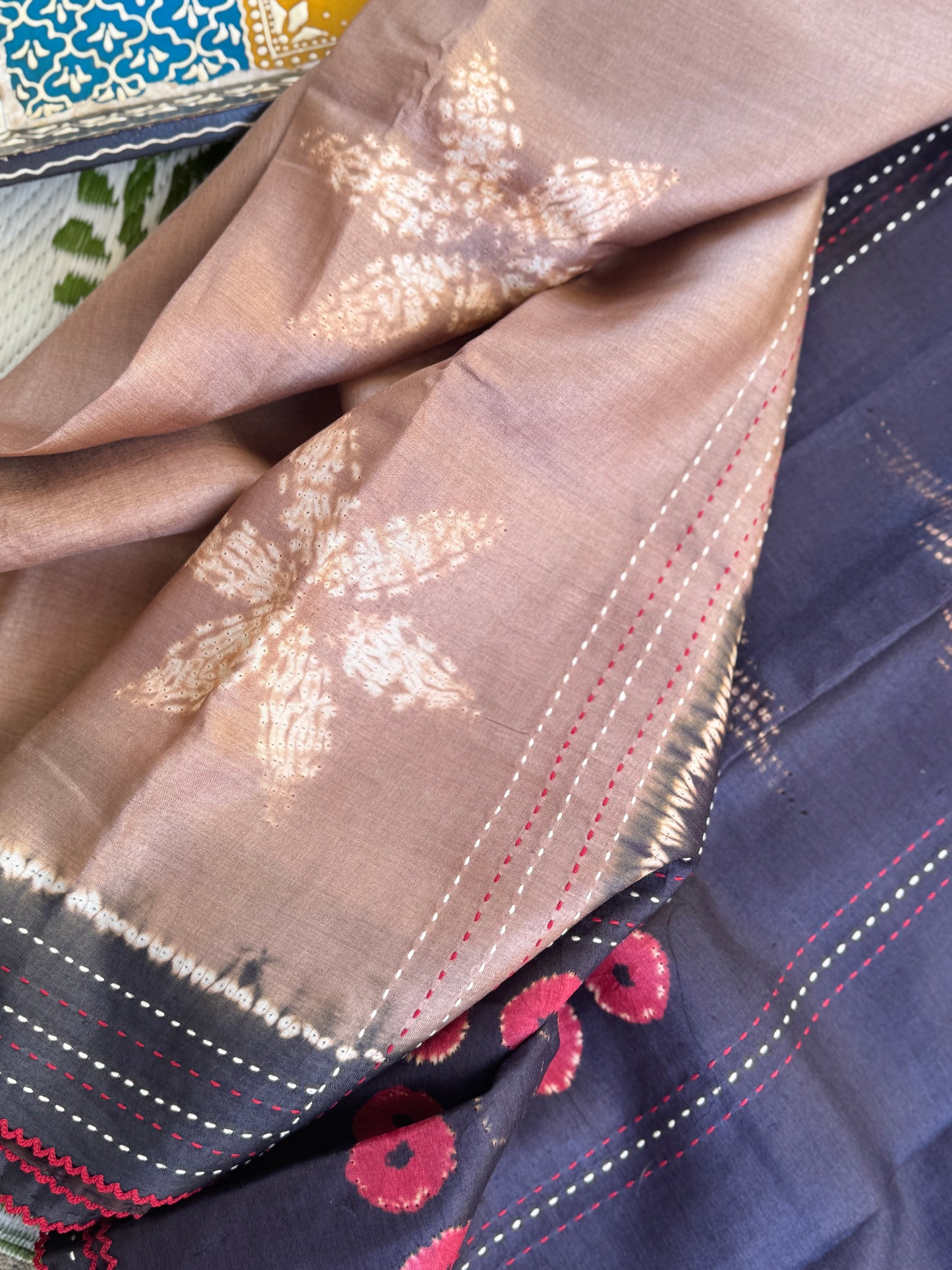 Nui Shibori x Kantha on Tussar