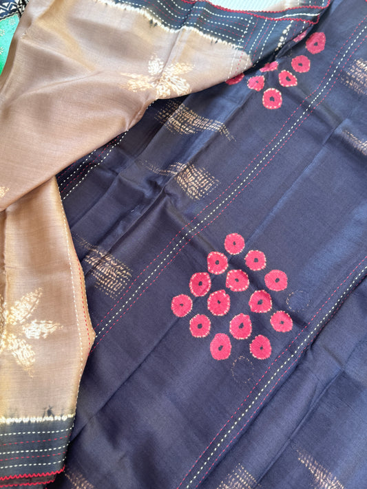 Nui Shibori x Kantha on Tussar
