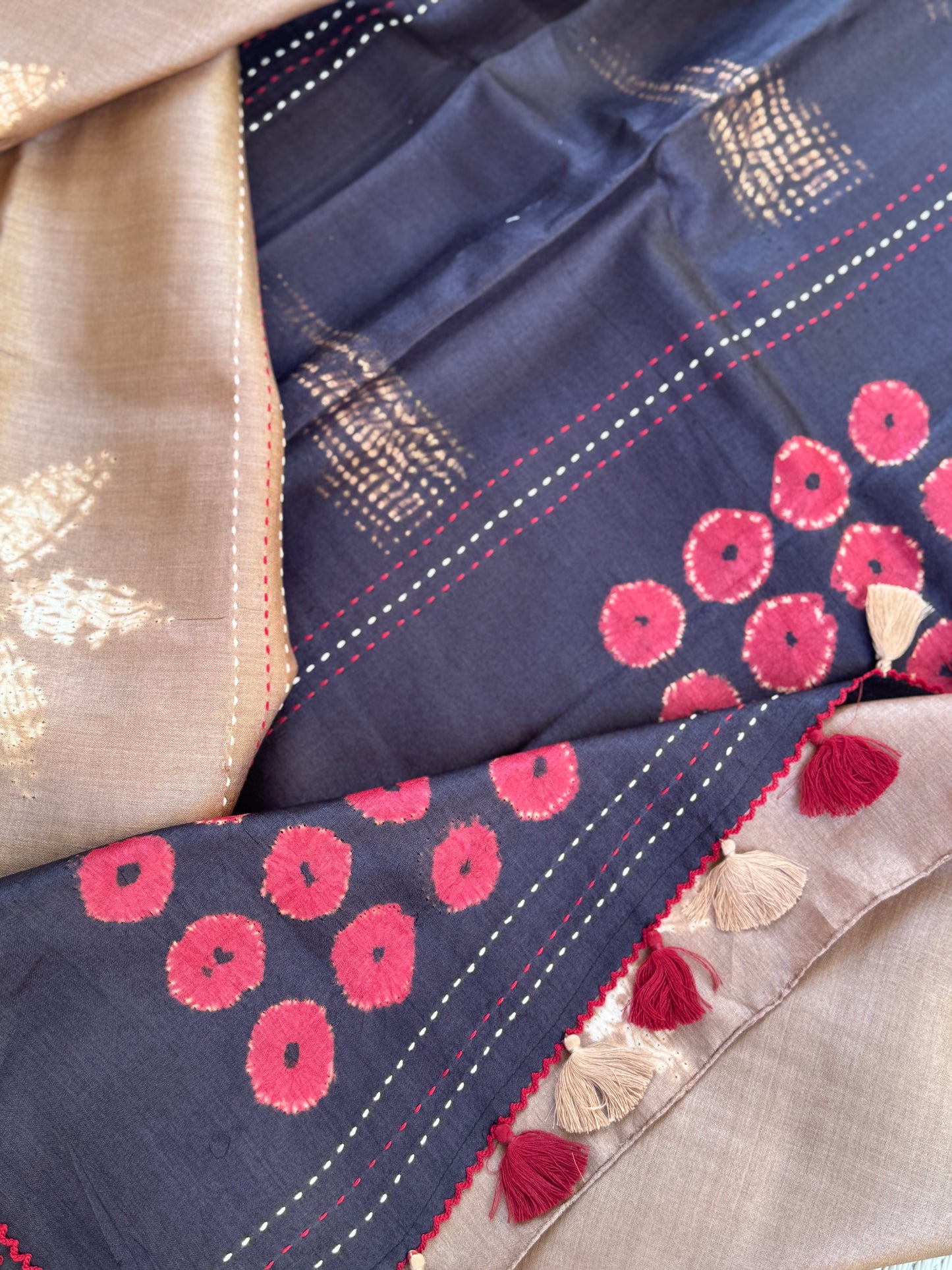 Nui Shibori x Kantha on Tussar