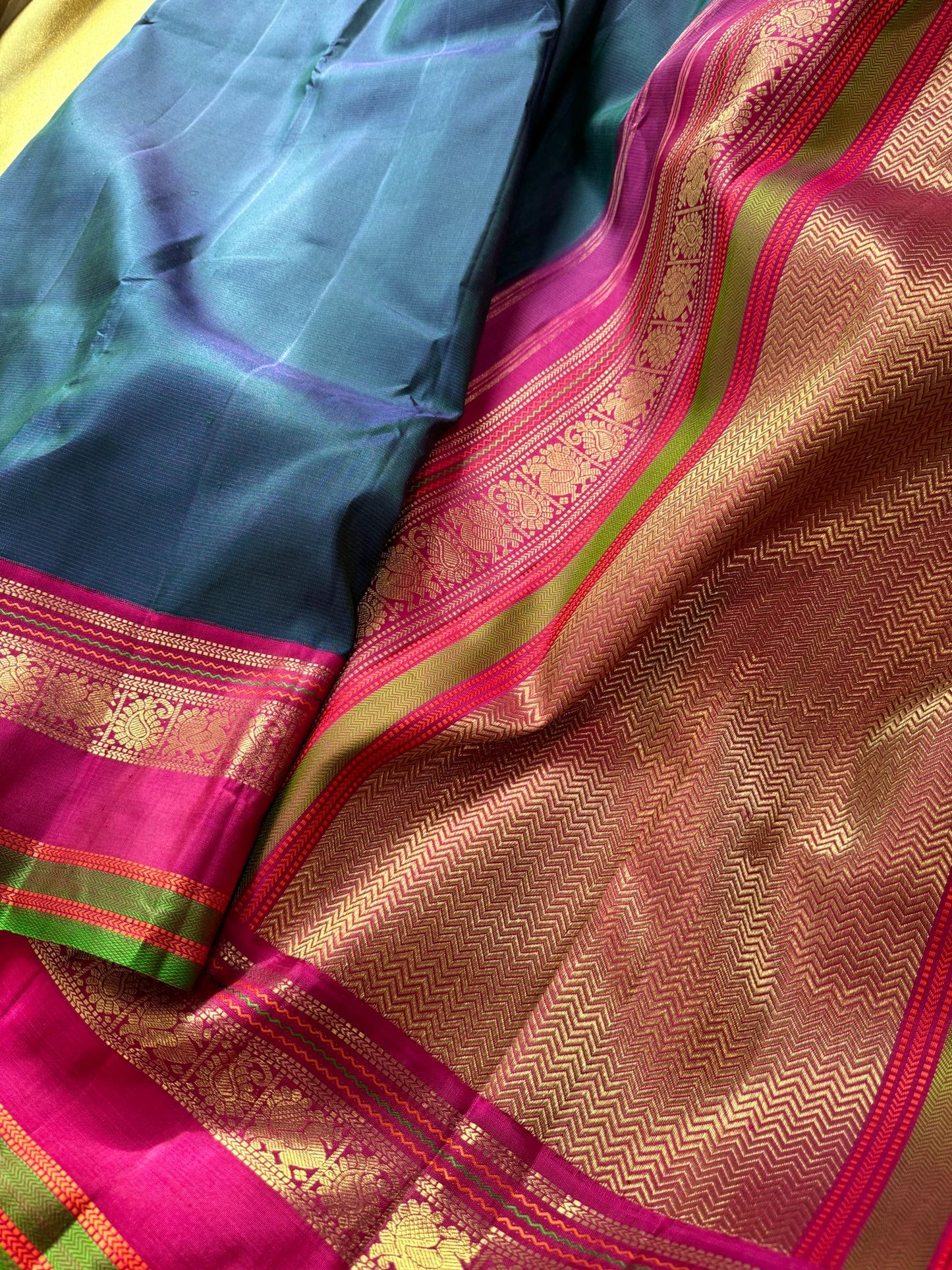 Peacock Green Korvai Kanjivaram Silk - MAATHEY collective